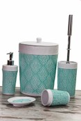 Resim Mukko Home Polyester 5 Parça Banyo Seti Dantel Turkuaz Bat041 