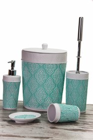 Resim Mukko Home Polyester 5 Parça Banyo Seti Dantel Turkuaz Bat041 