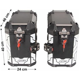Resim Gp Kompozit Universal 40 Lt X 2 Alüminyum Motosiklet Yan Çanta Seti Siyah Çok Renkli 