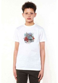 Resim Tshirthane Big Ben Otobüs Londra Landmark Baskılı Unisex Çocuk Beyaz T-Shir 