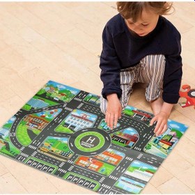 Resim Çocuk Oyun Matı Mutlu Şehir Hayatı Çok Renkli 