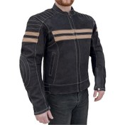 Resim Retro Wax Black Korumalı Motosiklet Deri Montu 