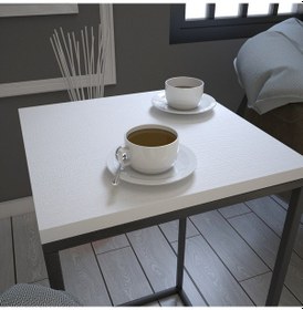 Resim Pure Beyaz Yan Sehpa & Servis Sehpası Metal / Metal Ayaklı 