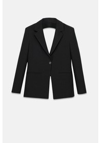 Resim Kadın Siyah Sırt Dekolteli Blazer Siyah 