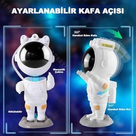 Resim Robeve Astronot Projektör Gece Lambası - Uzaktan Kumandalı Çok Renkli Nebula Yıldızlı Gece Lambası - Zamanlayıcılı 