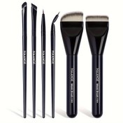 Resim MAANGE 6'lı Profesyonel Makyaj Fırça Seti - Fondöten, Eyeliner ve Kaş Fırçaları ile Yüz Maskesi Uygulayıcısı Dahil - Tüm Cilt Tipleri İçin Naylon Kıllar - Günlük Kullanım & Seyahat İçin Mükemmel, Makyaj Aksesuarları 