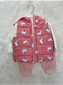 Resim Unicorn Desen Şişme Yelek Üçlü Takım Fuşya 