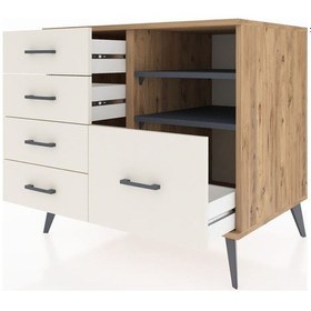 Resim Kronos Şifonyer 2 Raflı 5 Çekmeceli 88x59x80 Çam-antrasit/aytaşı Antrasit/aytaşı 