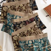 Resim 6-Pack Erkek Boxer Briefs - Düz Renk Dokulu Bel Bandı, Orta Esneklik, Retro Geometrik Baskı, Nefes Alabilir ve Rahat İç Çamaşırı, Günlük Klasik Giyim İçin, Trendy ve Klasik Tasarım, Boxer Şortları, Günlük Gereksinimler, Şık Desen, Yumuşak Kumaş, Çoklu Paket İç Çamaşırı, Şık Erkekler 