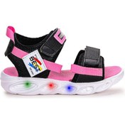 Resim Kiko Kids 100 Işıklı Kız/erkek Çocuk Cırtlı Sandalet Ayakkabı 100 Siyah - Pembe 