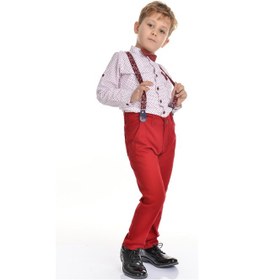 Resim Mnk Baby & Kids Renkli Pantolon Gömlekli Erkek Çocuk Takım Bordo 