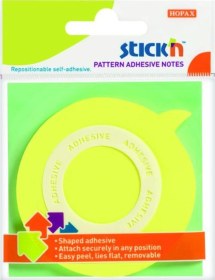 Resim Stickn 360 70x70mm Balon Şekilli Sarı Tüm Kenarları Yap. Not Kağıdı 50 Yp. 4 Paket 