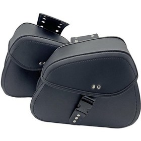 Resim Suntek 2x Genel Motosiklet Eyer Çantası Su Geçirmez Pu Deri Siyah 