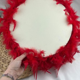 Resim Tüylü Deri Tef - Kırmızı Beyaz - Kırmızı 