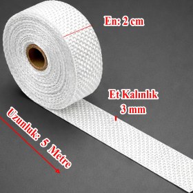 Resim Badem10 Takviyeli Lifli (5 Metre) En: 2 cm Kalınlık: 3 mm Cam Elyaf Ekzoz Sargı Bezi Isı Yalıtım Yanmaz Bant 