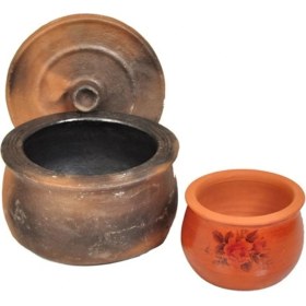 Resim Teknotrust Güveç 4--6 Kişilik 1Adet Desenli 1 Lt Yogurt Kazanı-- 1Adet Güveç Kapagı Hediyeli 