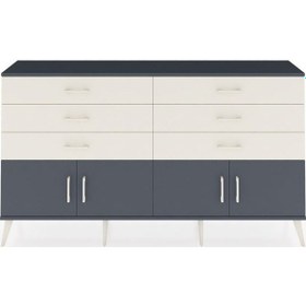 Resim Arges Konsol 2 Raflı 6 Çekmeceli 4 Kapaklı 176x30x99 Antrasit-ant Antrasit-antrasit/aytaşı 
