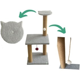 Resim Nursoft Mega Boy Step Kedi Tırmalama Tahtası Açık Gri 