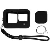 Resim Siyah Renk-gopro Hero İçin 10 Siyah Kol Konut Case Çerçeve + Lens Kapağı Kapak, Kordon Aksesuarlı Go Pro 10 Silikon Koruyucu Kapak Kılıf 