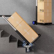 Resim Ağır Hizmet Katlanır El Arabası, Üçgen Tekerleklerle Kolay Depolama ve Katlama İçin Tasarlanmış. 117.93 KG'a Kadar Taşıyabilir, Ağır Eşyaları Merdivenlerde Taşıma İçin Uygun. Sağlam Metal Çerçeve ile Donatılmıştır. 