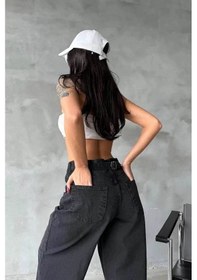 Resim Ozer&Hermin Arkadan Tokalı Jeans Pantolon Siyah - 34 / Siyah Siyah 