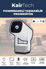 Resim KairTech Taşınabilir Powerbankli 4k Destekli 1080p Android Sistemli Sinema Projeksiyon Cihazı 