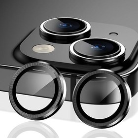 Resim Babilden İphone Alüminyum Alaşım Çerçeveli Tempered Glass Kamera Lens Koruyucu (iPhone 15 Siyah) 