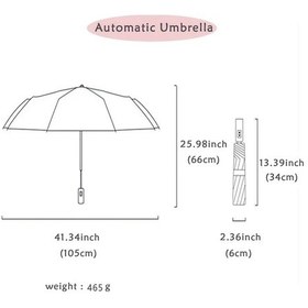 Resim Oldfriend Büyük Otomatik Katlanır Şemsiye - Çift Kaburgalı, Rüzgara Dayanıklı, 12 Kollu, Siyah Turuncu 