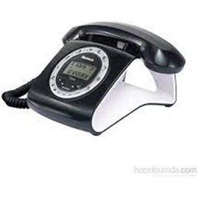 Resim Multitek Retro Özel Tasarımlı Kablolu Siyah-kırmızı-gri-turuncu-beyaz Masa Üstü Telefon 