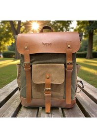 Resim Kanvas Kumaş Laptop Gözlü Üniseks Sırt Çantası Baggaj Ks25225 Yeşil 