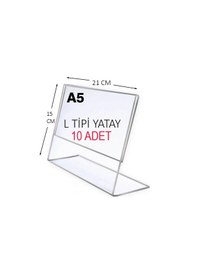 Resim Heroglas 10adet A5 L Tipi Yatay Masa Üstü Şeffaf Pleksi / Föylük-fiyatlık-menü-broşürlük 