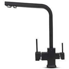 Resim İdeal Mağaza Su Arıtma Cihazı Için 3 Yollu Kare Siyah Musluk 