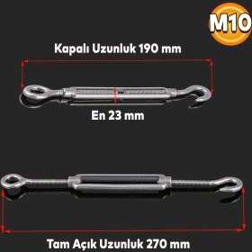 Resim Nzb Gerdirme Çelik Kanca Yük Halat Galvenizli Paslanmaz M10 