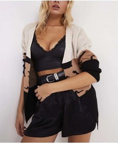 Resim Aqe Fashion Kadın Bloklu Ortası Desenli Gri Hırka Gri 