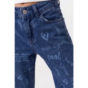 Resim Joy Kids Kız Çocuk Lazer Baskılı Kot Pantolon (6-9yaş) (Mavi) 