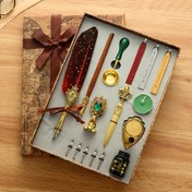 Resim Avrupa Tarzı Tüy Kalemi Seti, Kalligrafi Kalemleri ve Mürekkep Kalemleri Seti, Mekanik Dişli Steampunk Dikme Kalemi, İngiliz Retro Damlama Tüyleri Ateşli Kartuş Damga 