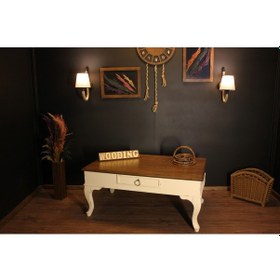 Resim Wooding 100 Cm Masif Ceviz Krem Orta Sehpa 
