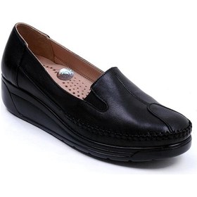 Resim Siyah Kadın Hakiki Deri Ayakkabı 362.134-1-siyah Siyah 