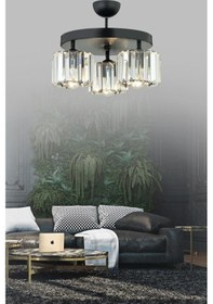 Resim İstanbul Avize Istanbul Avize Lara 3'Lü Siyah Yuv.Y-10 Kristal Taşlı Avize 