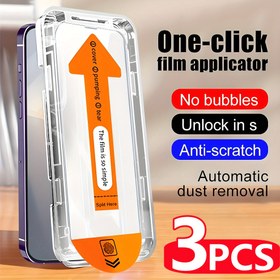 Resim 3 adet for iphone 11, 12, 13, 14, 15, 16 Pro Max için HD Ekran Koruyucuları - Cam, Çizik Önleyici, Otomatik Toz Temizleme, Bulut Yok, Uygulama Kolay, for iPhone Ekran Koruma | Tek Tıkla Uygulama | Tempered Glass Koruyucu, for iPhone Aksesuarları için 