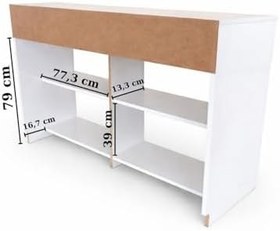 Resim bangu Petek Üstü Minimal Kahve Köşesi Dolabı (Derinlik 32 cm) Bohem Kahve Standı BPKM008 (BEYAZ, 160 CM) 