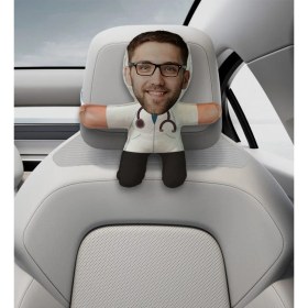 Resim Bk Gift Kişiye Özel Erkek Doktor Tasarımlı Araç Koltuk Bebek Yastığı-23 