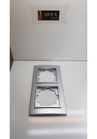 Resim Metalik Gri İkili Çerçeve Elbi Zena Silverline Serisi 