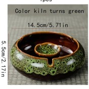 Resim Chuangyinshop Nordik Çin Tarzı Büyük Yeşil Renkli Seramik Pirinç Kül Tablası Yaratıcı Kişilik Anti Fly Ash Trend Ev Ofis Dekorasyon Erkek Hediyesi 