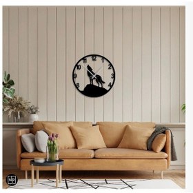 Resim Kurt Figürlü Metal Duvar Saati Metal - Siyah 