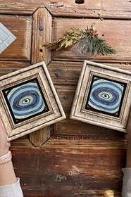 Resim Oscar Stone Decor Çerçeveli Taş Duvar Dekoru Tablo 20x20cm 2'li Set Nazar Göz 