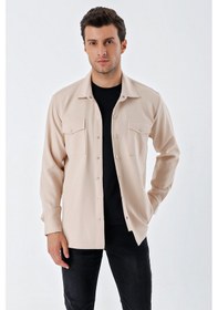 Resim Bigdart 20193 Oversize Erkek Gömlek - Krem 001 
