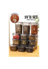 Resim Vienev Peggy Etiketli Dikdörtgen Saklama Kabı Seti 6x 1900 ML 12x 800 ML 18'li 