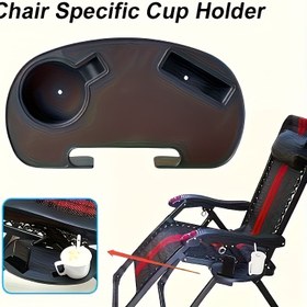 Resim Telefon Yuvası Bulunan Bardak Tutucu - Dayanıklı Plastik Altlık ve Cep, Kamp, Plaj, Bahçe Şezlongları İçin Siyah Güvenlik Klipsi, Tüm Mevsimler İçin Temel Hediye, Sağlam Tasarım, Sandalye Dahil Değildir 