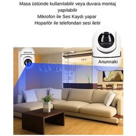 Resim Wifi Bebek Kamerası Sesli, Gece Görüşlü, 360 Döner 